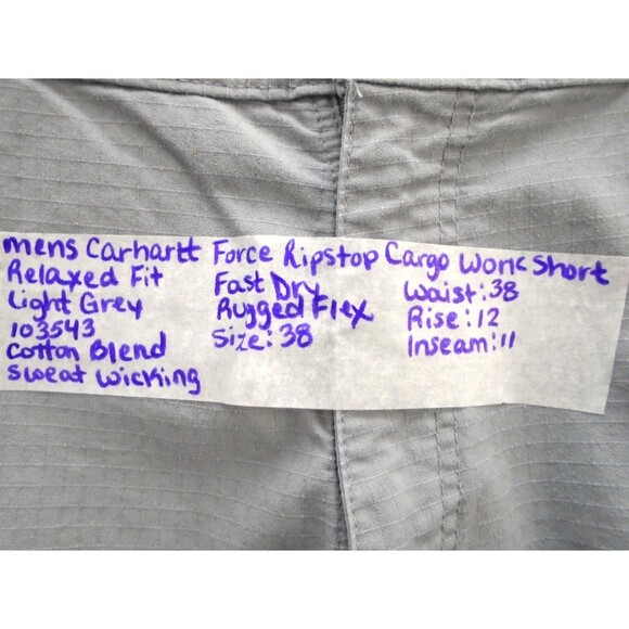 Carhartt Broxton Force Cargo Shorts Mens 38 Gray Relaxed Fit Ripstop Workwear - Picture 3 of 11